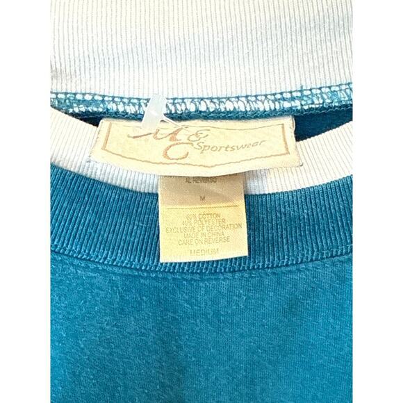 Women’s M & C Sportswear Blue Vintage "Live, Love, Love More" Sweater Sz M - Picture 2 of 3